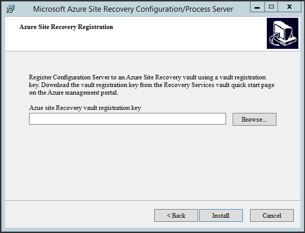 Azure Site Recovery Config Server VM Vault Credentials